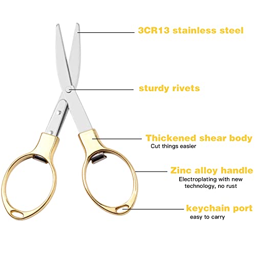 Mini Folding Scissors (Gold Stainless Steel) Safe, Durable, and Portable for Travel, Outdoor Activities, Office, and School Use - color: 1pcs Gold