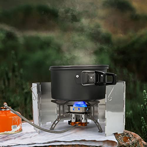 Odoland 3500W/6800W Windproof Camp Stove Camping Gas Stove with Fuel Canister Adapter, Piezo Ignition, Carry Case, Portable Collapsible Stove Burner for Outdoor Backpacking Hiking and Picnic - style: 6800W