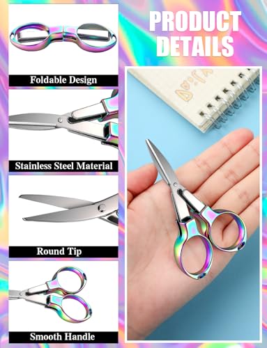4Pcs Folding Scissors for Travel, Small Folding Badge Scissors for Nurses