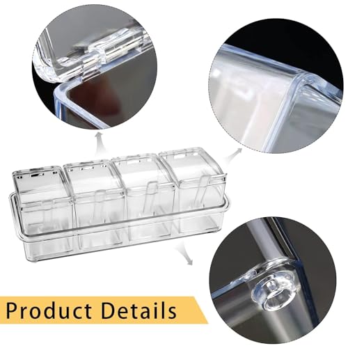 Clear Seasoning Box, 4 Pieces Seasoning Rack Spice Pots - color: Basic Clear