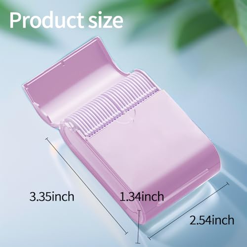 Portable Dental Floss Case 2 Box with 52 Count Floss Picks, Twin Line Design，Pink，Mint Flavor - Travel-Friendly Tooth Care Tool with Flossers Toothpick Holder - Oral Hygiene Essential. - color: Pink