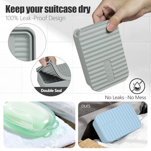 OTHIX Large Leakproof Travel Soap Case for 10 oz Bar Soap, Silicone Soap Container Compatible with Duke Cannon & Dr. Squatch Style Big Bars, Tight-Seal Soap Box for Gym, Camping, Bathroom (Gray) - color: Gray