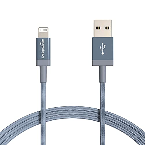 Amazon Basics 2-Pack USB-A to Lightning Cable, Apple MFi Certified, Nylon Braided Cord for iPhone 14 13 12 11 X Xs Pro, Pro Max, Plus, iPad, High Speed Data Sync Charger, 6 Foot, Dark Gray - color: Dark Gray, size: 6 Feet, style: 2-Pack