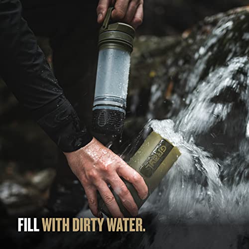 GRAYL UltraPress 16.9 oz Water Purifier & Filter Bottle, Olive Drab - color: Olive Drab