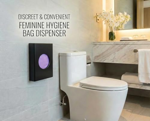 Feminine Hygiene Disposal Bag Dispenser with Refill Bags – Sanitary Napkin & Tampon Disposal System for Restrooms, Midnight Black (Pack of 2) - size: 1 Count (Pack of 2)