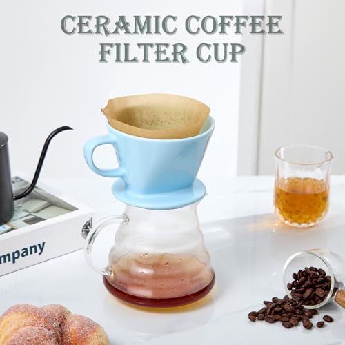 Pour Over Coffee Dripper, Ceramic Pour Over Coffee Maker, Blue - color: Blue