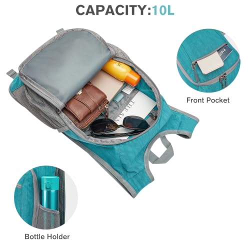 G4Free 10L/15L Hiking Backpack Lightweight Packable Hiking Daypack Small Travel Outdoor Foldable Shoulder Bag - color: Teal Blue, size: 10L