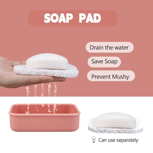 Large Soap Container, Silicone Bar Soap Case, Soap Case with Draining Layer | Portable Shampoo Bar Soap Box for Gym, Camp(Flesh Pink) - color: Rectangular Flesh Pink