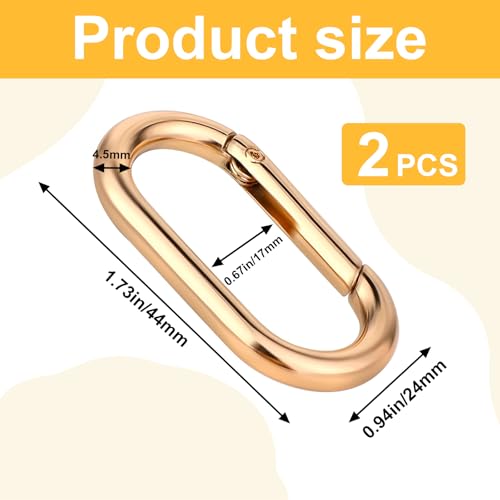 2 Pcs Gold Carabiner Key Clips,Heavy Duty Spring O Ring Keyring Clips for Purse Strap,Keychains & Backpacks,Buckle Clasp,Backpacks,Purse,Keys,Bag Strap Rustproof Key Hook Accessories (Gold)