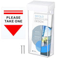 Remerry 1 Pcs Outdoor Brochure Holder 4 x 9 Inch Waterproof Wall Mount with Take One Sticker Literature Box with Clear Pamphlet Holder Acrylic Brochure Flyer Display Map Menu Envelope (White) - color: White