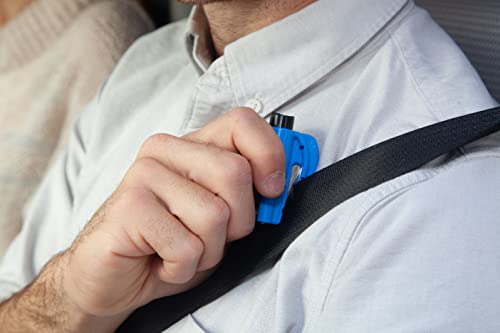 resqme The Original Emergency Keychain Car Escape Tool, 2-in-1 Seatbelt Cutter and Window Breaker, Made in USA, Rainbow Pack 10 Colors - Compact Emergency Hammer