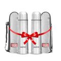 Milton Flask 16 oz Insulated Water Bottle with Cover, Flip Lid, Set of 2 | Stainless Steel, Double Wall Vacuum Insulation, Keeps Drinks Hot & Cold up to 24 Hours, Leak Proof, Silver - size: 17 oz - Set of 2