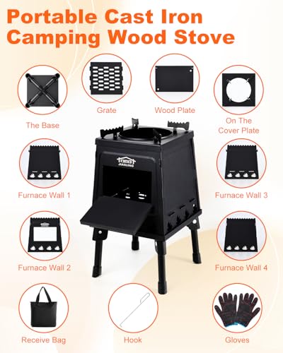 Portable Wood Stove Folding Twig Stove for Backpacking Camping Cooking - color: Black, size: Small