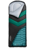 Sleeping Bag with Built-in Pad (AirPack Sleeper) - All-in-One Inflatable Sleeping Pad and Zip-Up Blanket for Camping with Built-in Foot Pump (Black/Green) 80"×30" - color: Black