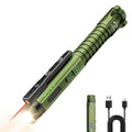 EDC Flashlight Rechargeable,800 Lumen Small Flashlight with Magnetic Clip & Base, 11 Modes LED Flashlight,Glass Breaker&Bottle Opener, USB-C Flashlight for Working,Home and Emergency - color: Green
