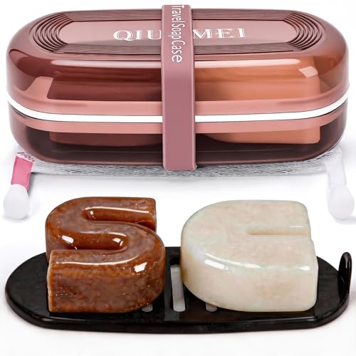 Shampoo Bar Holder and Soap Case | Leakproof Travel Container with Lid & Drain Tray | Includes Silicone Strap and Mesh Soap Bag | for Bathroom, Shower, Camping, Gym Travel (Red, Large) - color: Red Style A-large