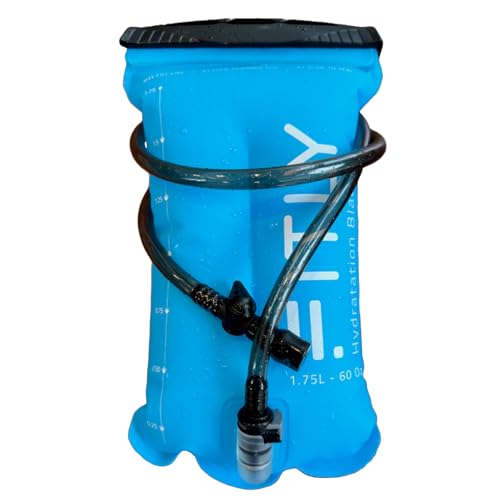 FITLY Soft Flask - Shrink As You Drink Soft Water Bottle for Hydration Pack - Folding Water Bottle Ideal for Running, Hiking, Cycling, Climbing & Rigorous Activity - color: Blue, size: 60 Ounces