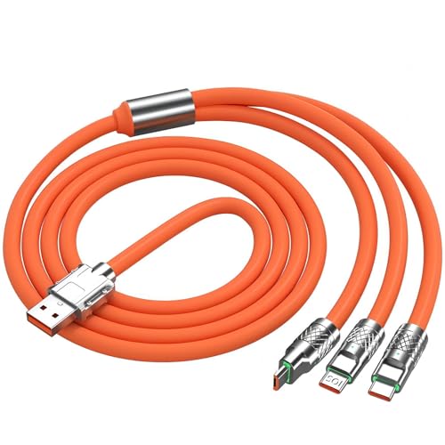 Awnuwuy 4FT Multi 3in1 Charging Cable Orange, 3 Port Lightning/Type-C/Micro | Multiple Charger Cable, Short Universal Charging Cable for iPad, iPhone 17/16/15/14, Samsung, Google, Sony PS5, Kindle - color: Orange, size: 4FT