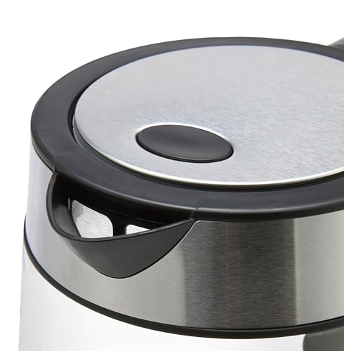 Amazon Basics Electric Kettle with Glass Carafe for Tea and Coffee, BPA-Free, Fast Boiling, Auto Shut-Off, Boil-Dry Protection, Water Level Indicator, 1.7 Liter, 1500W, Black and Silver - size: 1.8 Quarts, style: Glass Carafe