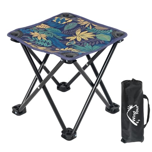 Wind Tour Portable Folding Camping Stool Outdoor Camping Lightweight Samll Chair for Fishing Hiking Gardening and Beach with Carry Bag (Medium Blue -1) - color: Medium Blue -1