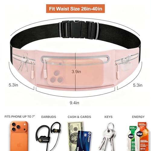 Slim Running Belt for Women Men,Phone Holder Waist Pack,Runners Fanny Pack - color: Drak Pink