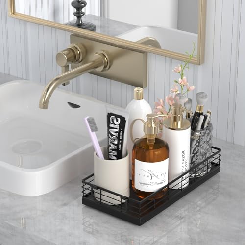 Toilet Paper Basket, 13 Inch Bathroom Toilet Tank Basket with Handles Black | Bathroom Basket, Back of Toilet Basket, Toilet Tank Tray, Toilet Organizer for Toilet Paper Storage, Toiletries & Essentials - color: Black