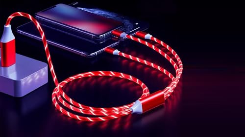 IHAO Multi Connectors Fast Charging Cable 6 Combinations in One Cable USB A/Type C to USB C/Micro USB Cord Lighted Up LED Flowing Compatible with Most of Electric Device-39 Inches Red - color: 6IN1 Multi Ports LED Red