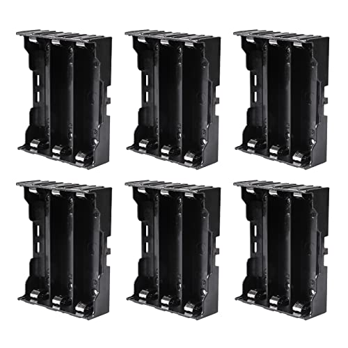 6pcs 18650 Battery Case Holder 3 Slots X 3.7V 18650 Battery Storage Box, in Parallel Black Plastic Batteries Clip Box with Pin for DIY Parallel or Series Circuit PCB Projects - color: 6pcs 18650 Battery Case Holder 3 Slots