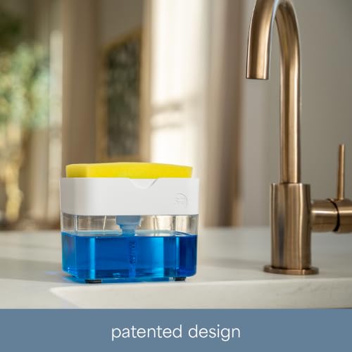 S&T INC. Dish Soap Dispenser and Sponge Holder, Matte White - color: Matte White
