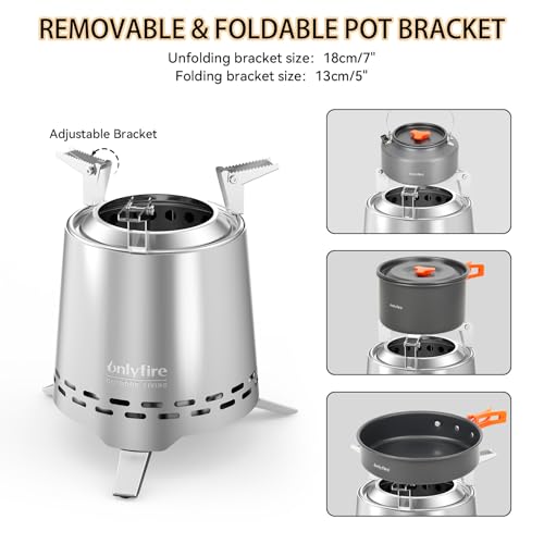 2-in-1 Wood Burning Fire Pit with Pot Rack, 9" Tabletop Fireplace, Silver | Portable Stainless Steel Camp Stove with Carry Bag for Camping, Patio, Backyard, RV & Tailgating, Smokeless Firepit, FP045 - color: Silver, size: 9"