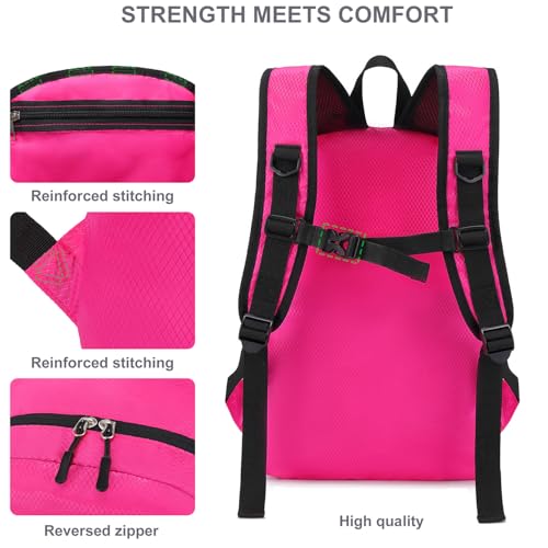 Lightweight Hiking Backpack 18L Packable Foldable Small Daypack Collapsible Travel Bag Water-Resistant for Women (Magenta) - color: Magenta, size: Small