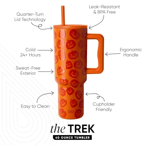 Simple Modern Halloween Tumbler with Handle | 40oz | Pumpkins - color: Jack-O-Lanterns, style: Trek Tumbler