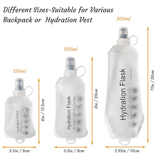 J.CARP 150ml Soft Flask Running Water Bottles, TPU Foldable Running Hydration Flask for Hydration Pack Cycling Hiking Climbing Outdoors Motorbike White - color: White, 150ml