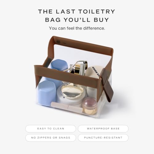 Cadence Parcel - Clear Travel Kit with Zipperless Magnetic Closure - Chestnut, Medium - Durable, Leak-Resistant and TSA Approved Toiletry Bag - Modular Organization - Recycled TPU (1 Qt) - color: Chestnut, size: Medium