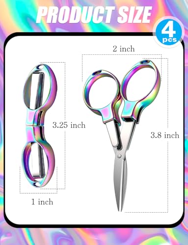 4Pcs Folding Scissors for Travel, Small Folding Badge Scissors for Nurses
