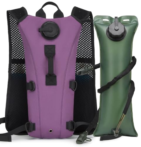 Running Hydration Vest Pack Tactical 3L Water Bladder Backpack Bag for Cycling Marathon Hiking Daypack Men & Women - color: Purple Deep