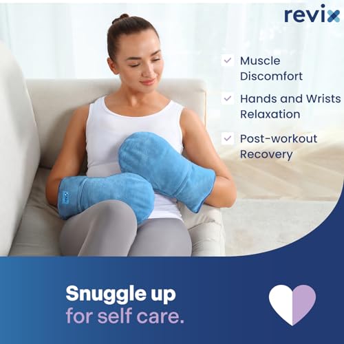REVIX Heated Hand Mitts Warmers, Microwavable Heating Pad, SkyBlue | Microwave Hand Heating Mitts With Reusable Moist Warmth, Covering Hands And Wrists For Comfortable Home Use, 1 Pair - color: Skyblue