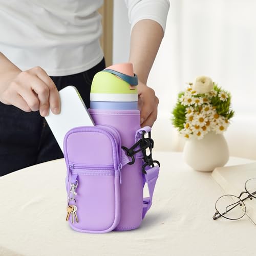 Water Bottle Carrier Bag with Strap, Fits Owala FreeSip 24/32 oz - color: Purple, size: 24 ounce