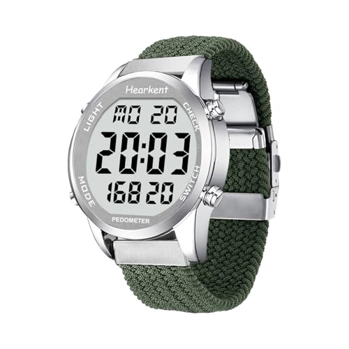 Hearkent Pedometer Watch,Step,Mileage&Calorie Tracker,Large Numbers - color: Men's-Green