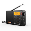 XHDATA D808 Portable AM FM SW LW Air Band Shortwave Radio SSB RDS Multi Band Digital Radio Speaker with LCD Display Alarm Clock External Antenna (Black) - color: Black