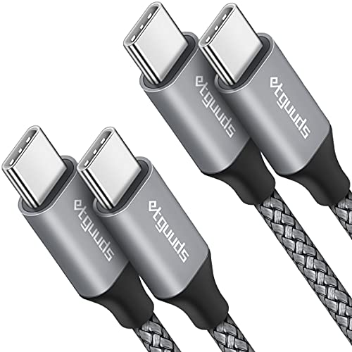 etguuds USB C to USB C Cable 3ft, 2-Pack 60W C to C Cable Fast Charging | for iPhone 17 16 15 Pro Max Plus Air, Samsung Galaxy S26 S25 S24 S23, USBC iPad MacBook Charger Cord Type C, Pixel, Gray - color: Gray, size: 3ft