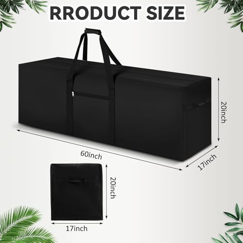 1 Pcs 60 x 17 x 20, 332 L Versatile Large Duffle Bag, Black | Extra Large Camping Tent Storage Bag, Heavy Duty Waterproof Oxford Duffel for Pole, Canopy, Hammock, Tripod, Sports Equipment - color: Black, size: 60 x 17 x 20 Inch, 332 L