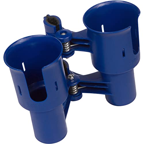 ROBOCUP, (Navy), Patented Boat Cup Holder, Clamp on Portable Storage Caddy Securely Holds 2 Drinks, Fishing Poles, Tools, Marine Gear | Perfect for Boating, Beach Umbrellas, Golf Carts - color: Navy, size: Standard Spring