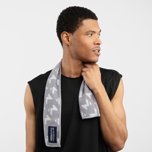 MISSION Instant Cooling Up to 8 Hours Enduracool+ Mini Performance Towel, 2 Pack, UPF 50, Fast Drying, for Outdoors, Running, Sports, Hiking, Camping, Gym (Ash Gray & Soft Blue)