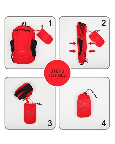 GOX Foldable 20l Backpack For Travel Lightweight Hiking Packable Daypack for Men Travel Camping Outdoor Bag Women (Red) - color: Red
