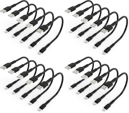 6 inch iPhone Charge Cable Short, 0.5ft 5Pack USB to Lightning Cord for Fast Charging Stations Compatible with Apple iPhone 12 11 Pro Max Xs 8 7 6 5 Plus, iPad Air/Mini (Pack of 4) - color: Black, size: 0.5 feet (Pack of 4)