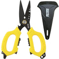 Beyond Fishing 6.5" Pro Fishing Shears Dual Serrated Blades, Fishing Braided Line Scissors with Titanium Coating, Non-Slip Grip & Multifunction Tool, Includes Hard Molded Locking Sheath - color: Omnipro - Yellow