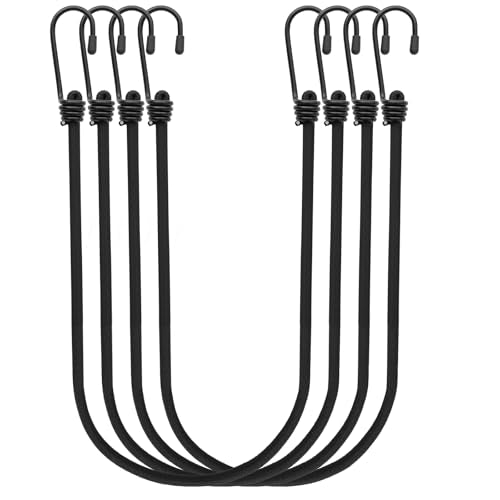 4Pcs Bungee Cords with Hooks, Heavy Duty Outdoor Elastic Bungee Straps (80Inch Long), 1/3Inch Thick, No Odour, Max Load 40kg for Camping, Luggage, Tents, Bikes - size: 80 in, style: Heavy Duty 8MM