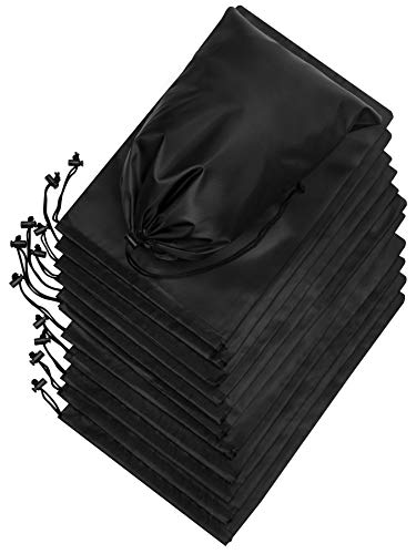PALTERWEAR Drawstring Pouch with Toggle (10 x 15 Inch, 12 Pack, Black) Nylon Cinch Bag for Travel, Gym, Shoes and Storage (Black) - color: Black, size: 10 x 15 - 12 pack