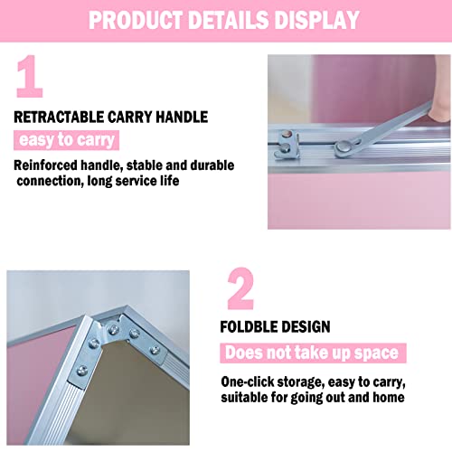 Portable Folding Table - Small Outdoor Folding Table, Suitable for Travel, Camping, Beach, Barbecue, Picnic, Party, Patio (Pink) - color: Pink